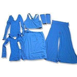 BODY WRAPPERS Complete Cornflower Blue Dancewear Set - Skirt, Pants, Bra, Tops